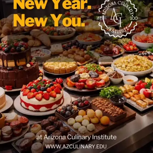 ✨ New year. New skills. New direction. ✨

If cooking’s been calling your name, now’s the time to answer it.
New classes at Arizona Culinary Institute start as early as January 5, with additional starts in March and April.

The best way to know if this is your place?
👉 Schedule a tour. Walk the kitchens. Meet the chefs. Feel it for yourself.

🔗 azculinary.edu
📞 866-294-2433

No “someday.” Let’s get cooking. 🔥 #chefschool #culinaryschool #chef #cheftraining #pastryschool