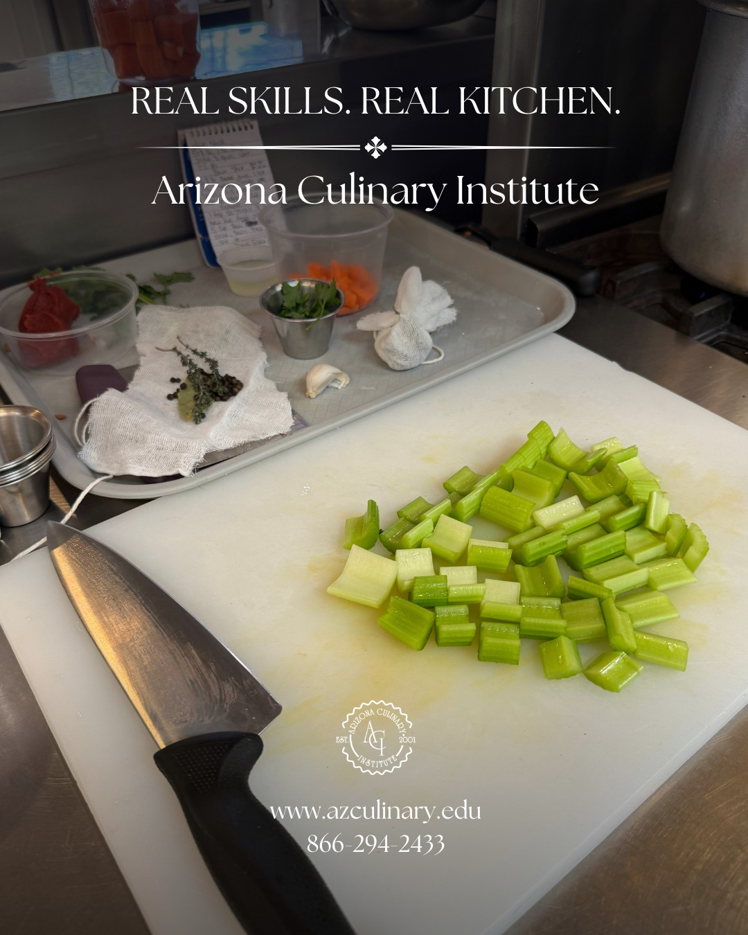 This is where confidence starts.

Knife skills. Speed. Control.
The fundamentals every chef needs — practiced daily.

No shortcuts. Just hands-on training that sticks.

Classes start April 27.
Schedule a tour 👇
https://azculinary.edu/schedule-a-tour/

#knifeskills #culinaryschool #chefskills #handsonlearning #chefschool