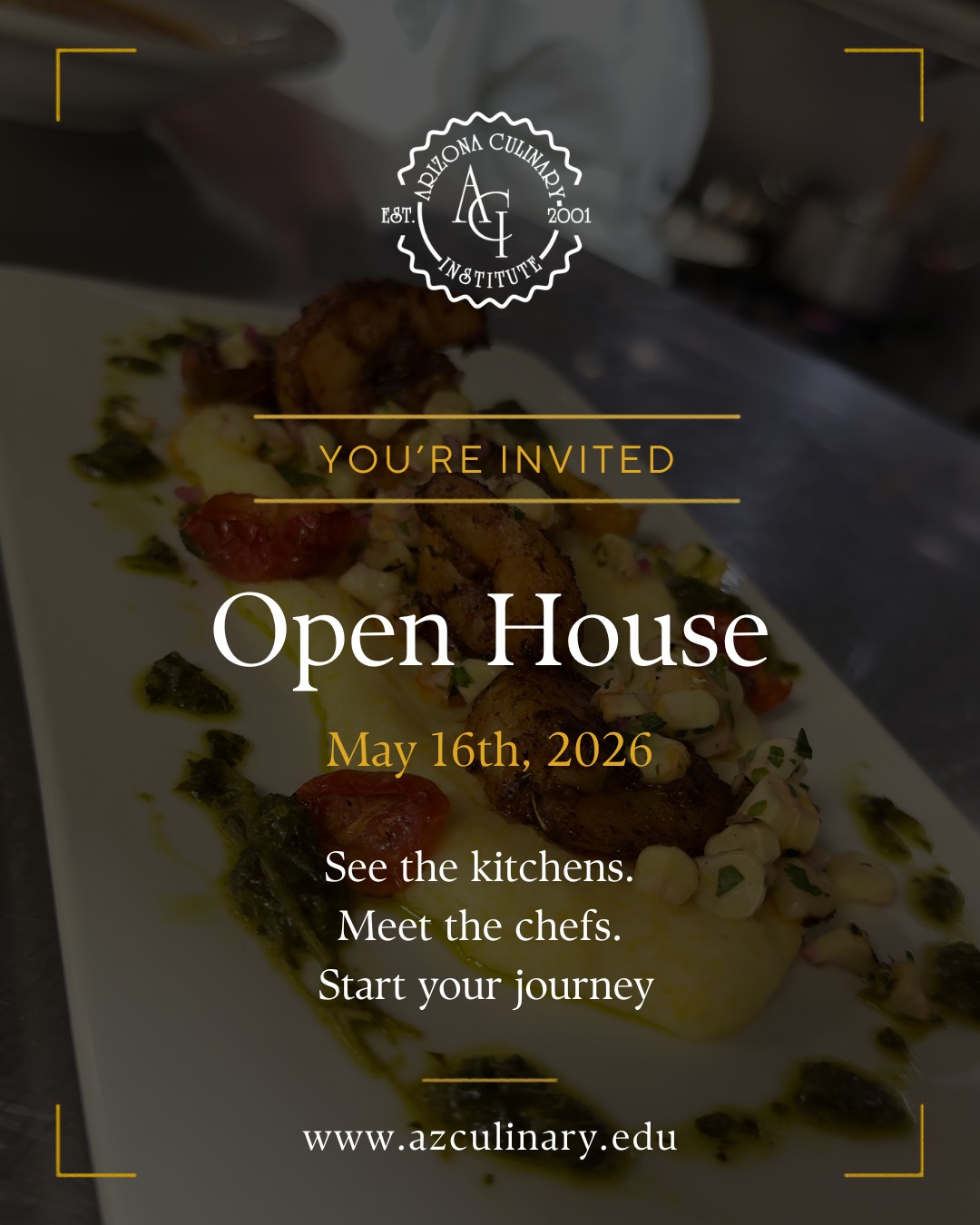 🔥 You’re Invited to Our Open House! 🔥

Join us at Arizona Culinary Institute on **May 16th, 2026** for an inside look at where passion meets opportunity. Step into our kitchens, meet our chefs, and experience the energy of hands-on culinary training.

Whether you're exploring a new path or simply curious about the world of food, this is your chance to see it all up close.

✨ Tour the campus
👩‍🍳 Watch live demonstrations
🥐 Discover our culinary & pastry programs

Your future could start here — come see what makes ACI different.

👉 Link in bio http://www.azculinary.edu
https://lp.constantcontactpages.com/ev/reg/7nu3dk5

#ArizonaCulinaryInstitute #OpenHouse #CulinarySchool #PhoenixEvents #FoodCareers #PastryArts