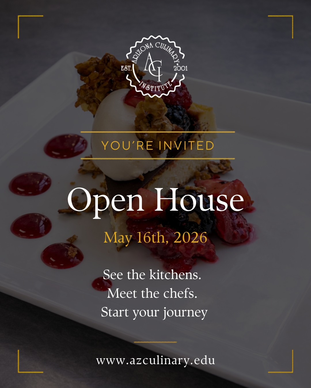 🔥 You’re Invited to Our Open House! 🔥

Join us at Arizona Culinary Institute on **May 16th, 2026** for an inside look at where passion meets opportunity. Step into our kitchens, meet our chefs, and experience the energy of hands-on culinary training.

Whether you're exploring a new path or simply curious about the world of food, this is your chance to see it all up close.

✨ Tour the campus
👩‍🍳 Watch live demonstrations
🥐 Discover our culinary & pastry programs

Your future could start here — come see what makes ACI different.

👉 Link in bio: http://www.azculinary.edu
https://lp.constantcontactpages.com/ev/reg/7nu3dk5

#ArizonaCulinaryInstitute #OpenHouse #CulinarySchool #PhoenixEvents #FoodCareers #PastryArts