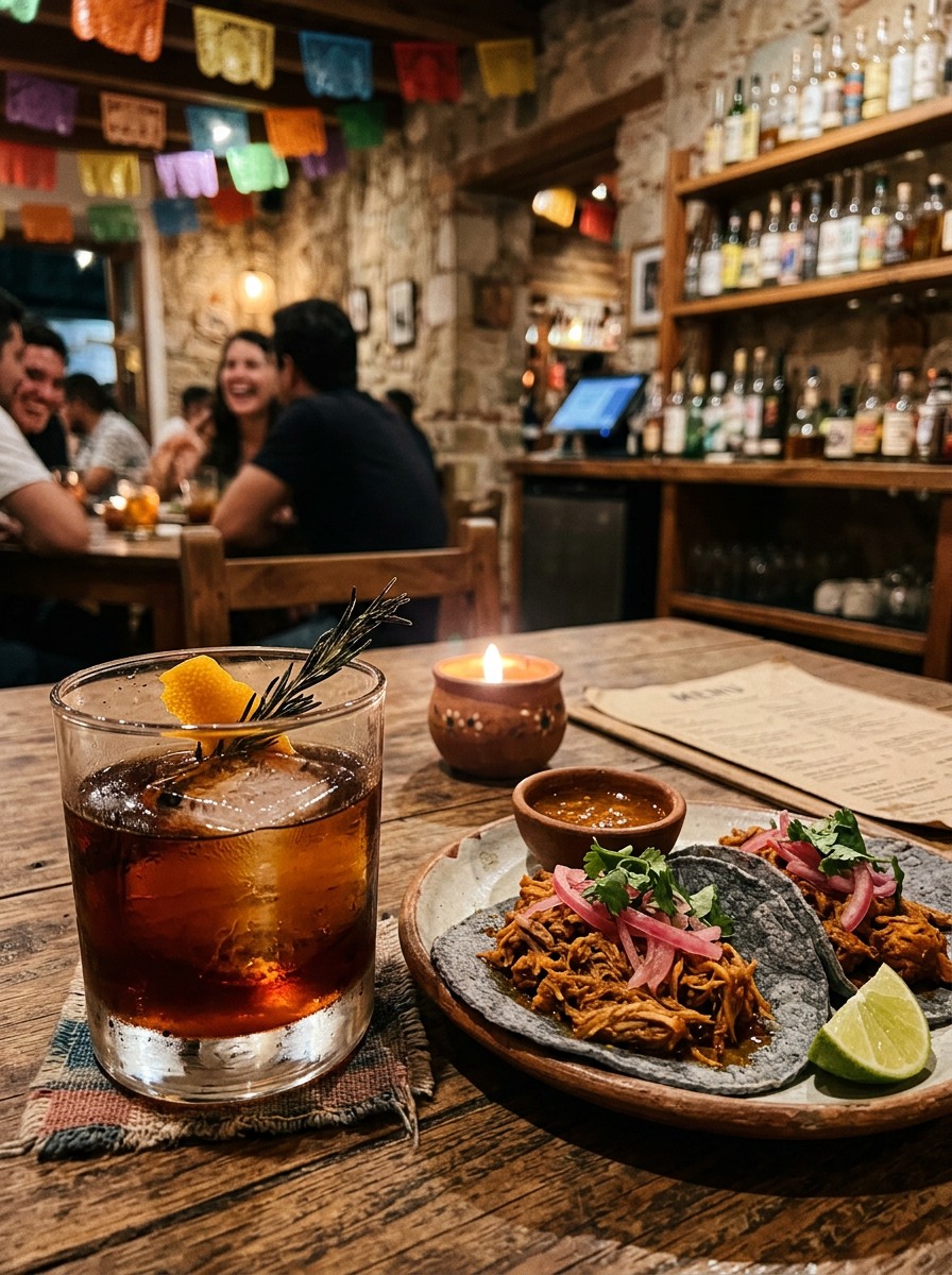 Oaxaca, Mexico
Mezcal Negroni paired with Cochinita Pibil Tacos
Where smoke meets soul. Our Mezcal Negroni swaps gin for the earthy fire of Oaxacan mezcal - bitter, complex, and alive. Sip it slow alongside slow-roasted cochinita pibil, where achiote-rubbed pork and citrus brine have been wrapped in banana leaves since sunrise. This is Friday done right. 🌮🔥
#MezcalNegroni #OaxacanFlavors #FridayDrinks #ArizonaCulinaryInstitute #PairItRight