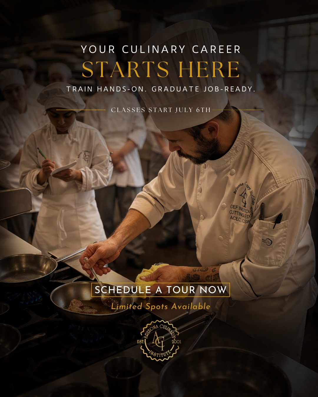 Thinking about doing something different this year?

Step into a kitchen where passion turns into something real. 🔥

👨‍🍳 Hands-on training
🍽️ Real experience
📍 Right here in Arizona

Not sure yet? Come see it for yourself.
👉 Schedule your tour: https://azculinary.edu/schedule-a-tour/

#CulinarySchool #PhoenixAZ #CareerChange #FoodLovers #ChefLife #ArizonaLife #TradeSchool #FutureChef #CookingCareer