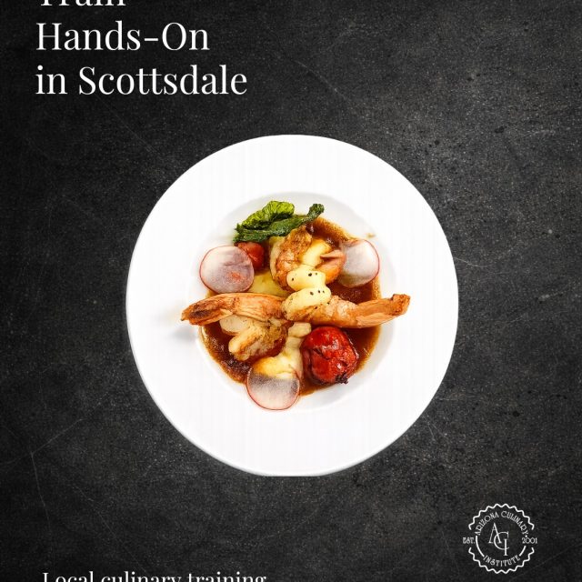 plated seafood entree with shrimp/prawns, roasted tomatoes, and garnish.

Train hands-on in Scottsdale and start building real kitchen confidence. If culinary school has been on your mind, the next Arizona Culinary Institute class starts July 6.

Want to see the kitchens first? Schedule a tour on your own time: https://azculinary.edu/schedule-a-tour/
You can also join us for our Open House on July 25.
https://azculinary.edu/news/open-house/

#CulinarySchool #ChefTraining #HandsOnLearning #ScottsdaleAZ #CulinaryArts