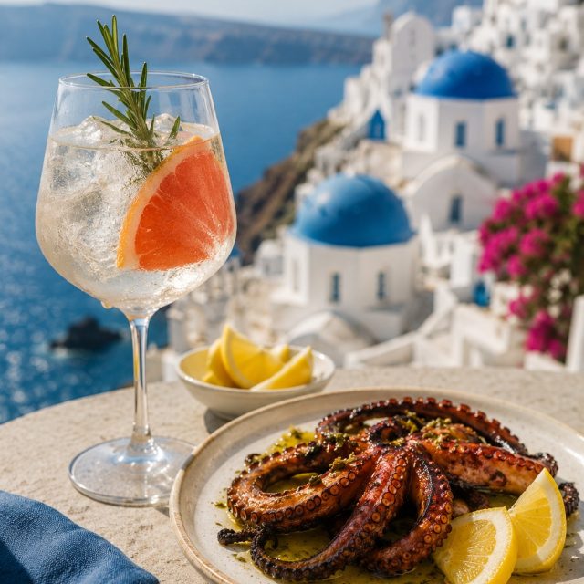 Whitewashed villages. Blue water. A salty breeze. Greece's modern take on a gin & tonic uses Mediterranean botanicals, fresh rosemary, and grapefruit for a crisp, herbaceous cocktail that tastes like summer. Pair it with tender charcoal-grilled octopus finished with lemon, olive oil, and oregano. Simple ingredients. Incredible flavor. 🌊🐙
#Santorini #GreekCuisine #GinAndTonic #GrilledOctopus #ArizonaCulinaryInstitute #FridayNight