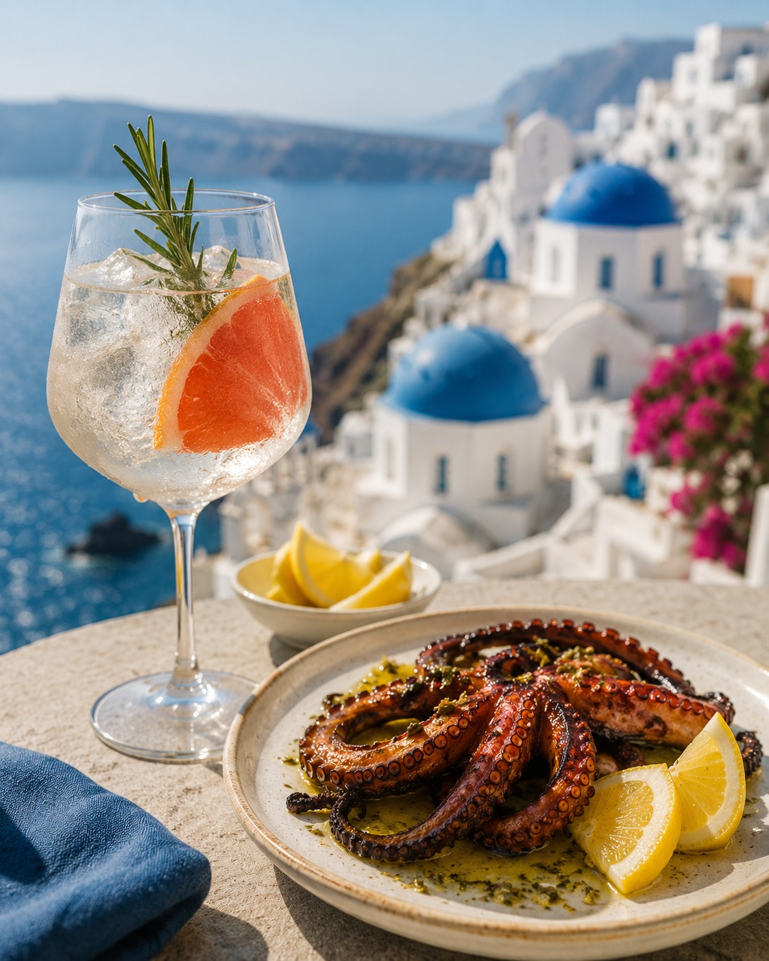 Whitewashed villages. Blue water. A salty breeze. Greece's modern take on a gin & tonic uses Mediterranean botanicals, fresh rosemary, and grapefruit for a crisp, herbaceous cocktail that tastes like summer. Pair it with tender charcoal-grilled octopus finished with lemon, olive oil, and oregano. Simple ingredients. Incredible flavor. 🌊🐙
#Santorini #GreekCuisine #GinAndTonic #GrilledOctopus #ArizonaCulinaryInstitute #FridayNight