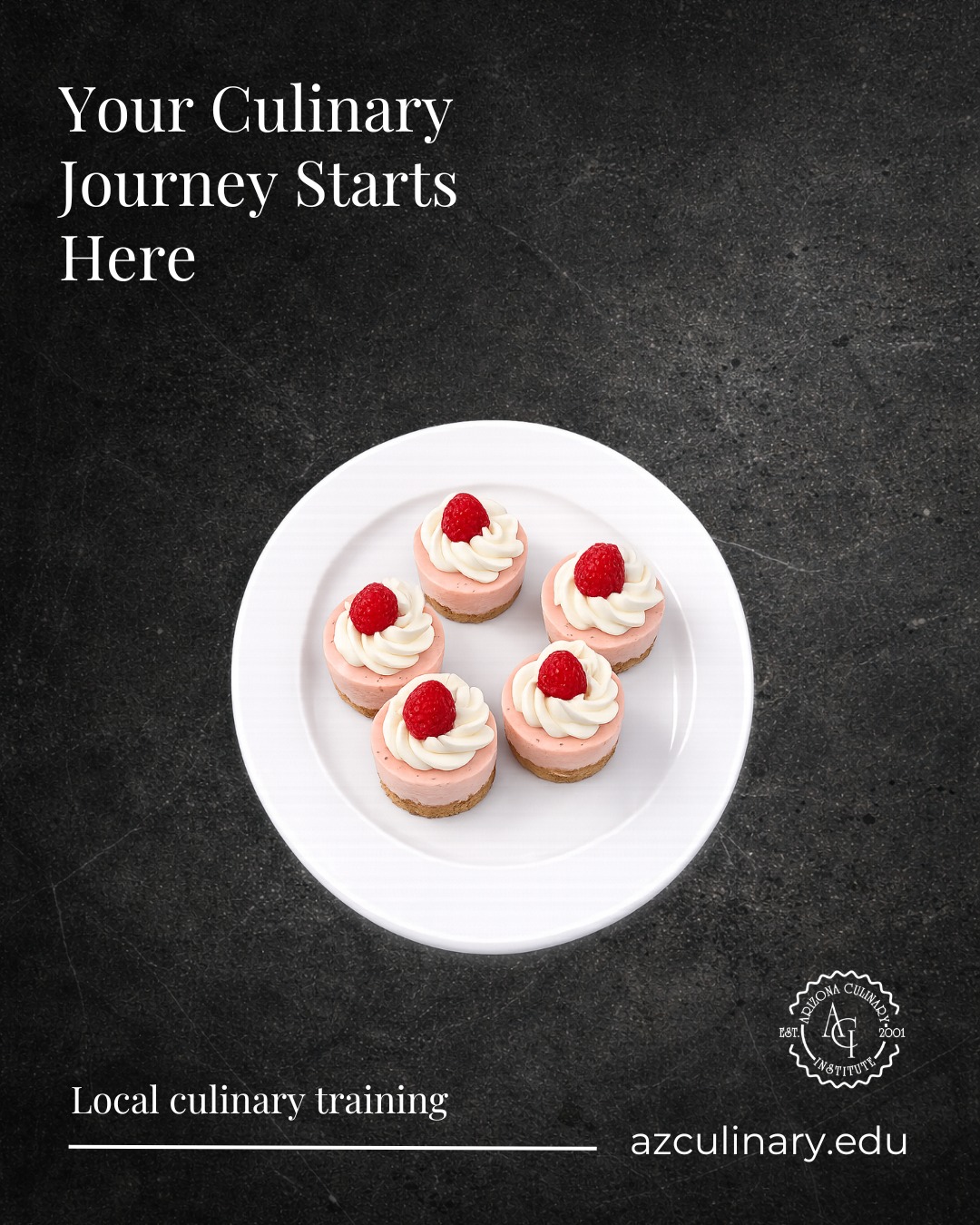 Great food tells a story and every chef starts somewhere.

At Arizona Culinary Institute, students gain real-world experience through hands-on culinary training designed to prepare them for careers in restaurants, bakeries, hotels, resorts, and beyond.

From perfectly baked cheesecake to fresh seasonal berries, smooth vanilla ice cream, and carefully plated garnishes, every detail helps students sharpen both technical skills and creativity.

If you've been thinking about culinary school, we'd love to show you around. Schedule a tour and see what makes Arizona Culinary Institute a place where passion meets purpose.

#ArizonaCulinaryInstitute #CulinaryCareer #ChefSchool #HandsOnTraining #PastryDesserts #FoodStyling #RestaurantTraining #BakingAndPastry #ScottsdaleArizona #FutureInFood #CulinaryStudents #HospitalityIndustry #FoodEducation #ExploreACI #ScheduleATour