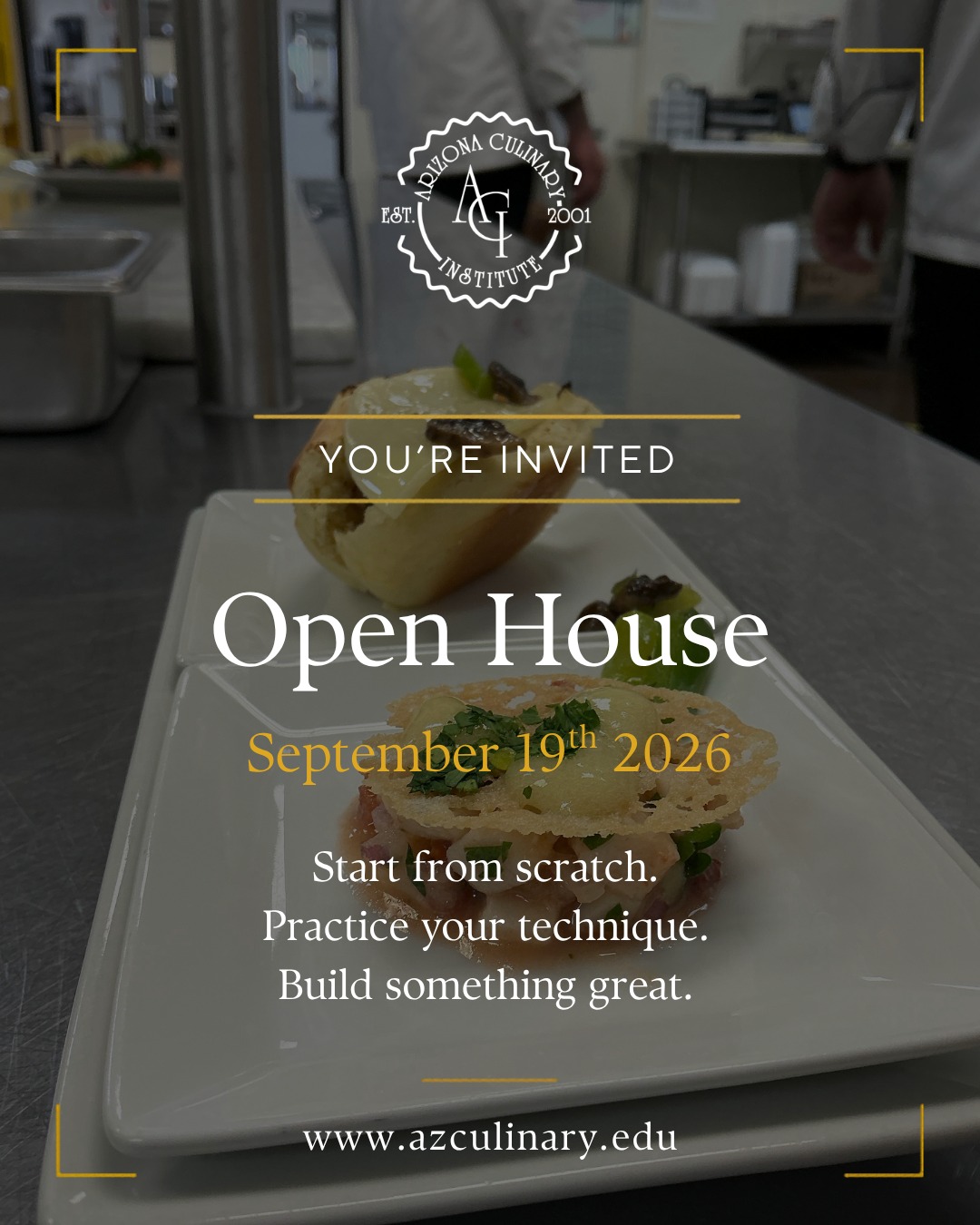 Great culinary skills are built from the basics.

Come inside Arizona Culinary Institute and learn more about the techniques, practice, and professional kitchen experience that shape our culinary and pastry programs.

Our free Open House is Saturday, September 19, from 9:00 a.m. to noon. Tours will run continuously throughout the morning.

Register here:

https://lp.constantcontactpages.com/ev/reg/qkk8nc2

Visit azculinary.edu for more information.

#ArizonaCulinaryInstitute #ACIOpenHouse #HandsOnTraining #CulinarySkills #CulinarySchool #BakingAndPastry #FutureChef #ScottsdaleArizona