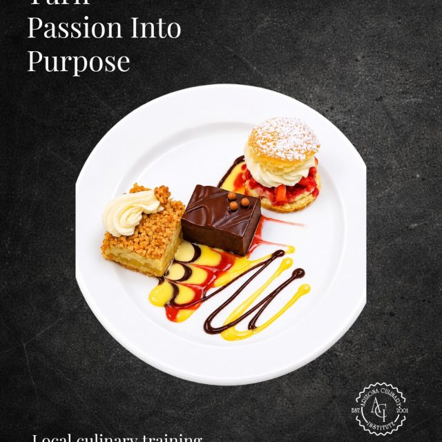 Passion is where it begins. Skill is what you build from it.

From rich chocolate and fresh fruit to carefully finished pastry and creative sauce work, every part of a dessert plate requires technique, patience, and attention to detail. At Arizona Culinary Institute, students receive hands-on training that helps them turn their love of baking and cooking into practical experience.

Ready to give your passion a purpose? Classes begin August 31. Schedule a tour and explore the kitchens at ACI.

https://www.azculinary.edu/apply-online/schedule-a-tour/

#ArizonaCulinaryInstitute #BakingAndPastry #PastryArts #DessertPlating #CulinaryArts #HandsOnTraining #FuturePastryChef #CulinarySchool #PastryStudents #ScottsdaleArizona #ExploreACI #ScheduleATour
