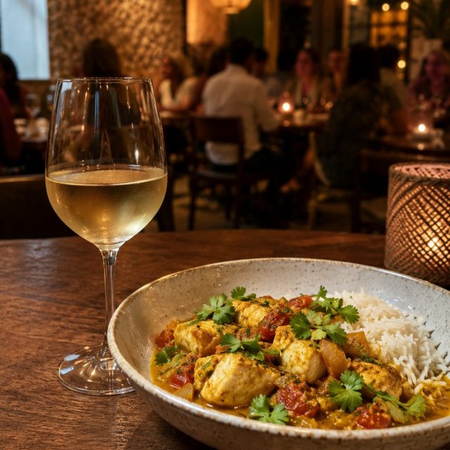 Cape Town, South Africa
Drink: South African Chenin Blanc
Dish: Cape Malay fish curry

Cape Town at the table: a chilled glass of Chenin Blanc beside fragrant Cape Malay fish curry. The wine&rsquo;s orchard fruit and bright acidity meet tender white fish, warm turmeric, tomato, coriander, and gentle chile with effortless balance. Each sip lifts the spice; each spoonful gives the wine more texture and depth. A little basmati rice catches the golden sauce, candlelight catches the glass, and Friday slips into a slower rhythm. Bright, aromatic, and made to unfold one bite at a time. 🍷🌶️

#CheninBlanc #CapeMalayCuisine #CapeTownEats #FishCurry #FridayNightPairing #ArizonaCulinaryInstitute
