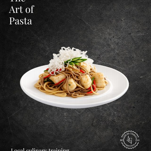 Pasta becomes an art when technique and presentation come together.

This dish features pasta with seared scallops, colorful vegetables, fresh greens, and a delicate crisp garnish. Every element contributes flavor, texture, and visual appeal.

Interested in developing your culinary skills? Classes at Arizona Culinary Institute start October 26.

Schedule a tour today at azculinary.edu.

#ArizonaCulinaryInstitute #CulinarySchool #PastaArt #CulinaryArts #FoodPlating #FutureChef #ScottsdaleArizona #ScheduleATour