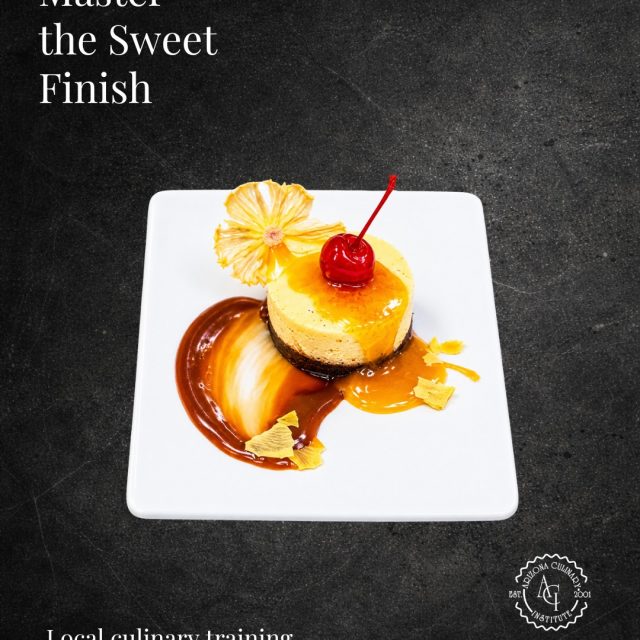 A memorable meal deserves a memorable finish.

This individually plated dessert combines a smooth filling, rich sauces, fruit, and a crisp decorative garnish. It&rsquo;s a beautiful example of how flavor and presentation work together.

Explore culinary and baking education at Arizona Culinary Institute. Classes start October 26.

Schedule your campus tour at azculinary.edu.

#ArizonaCulinaryInstitute #BakingAndPastry #PastryArts #PlatedDessert #CulinarySchool #ArizonaCulinary #ScheduleATour
