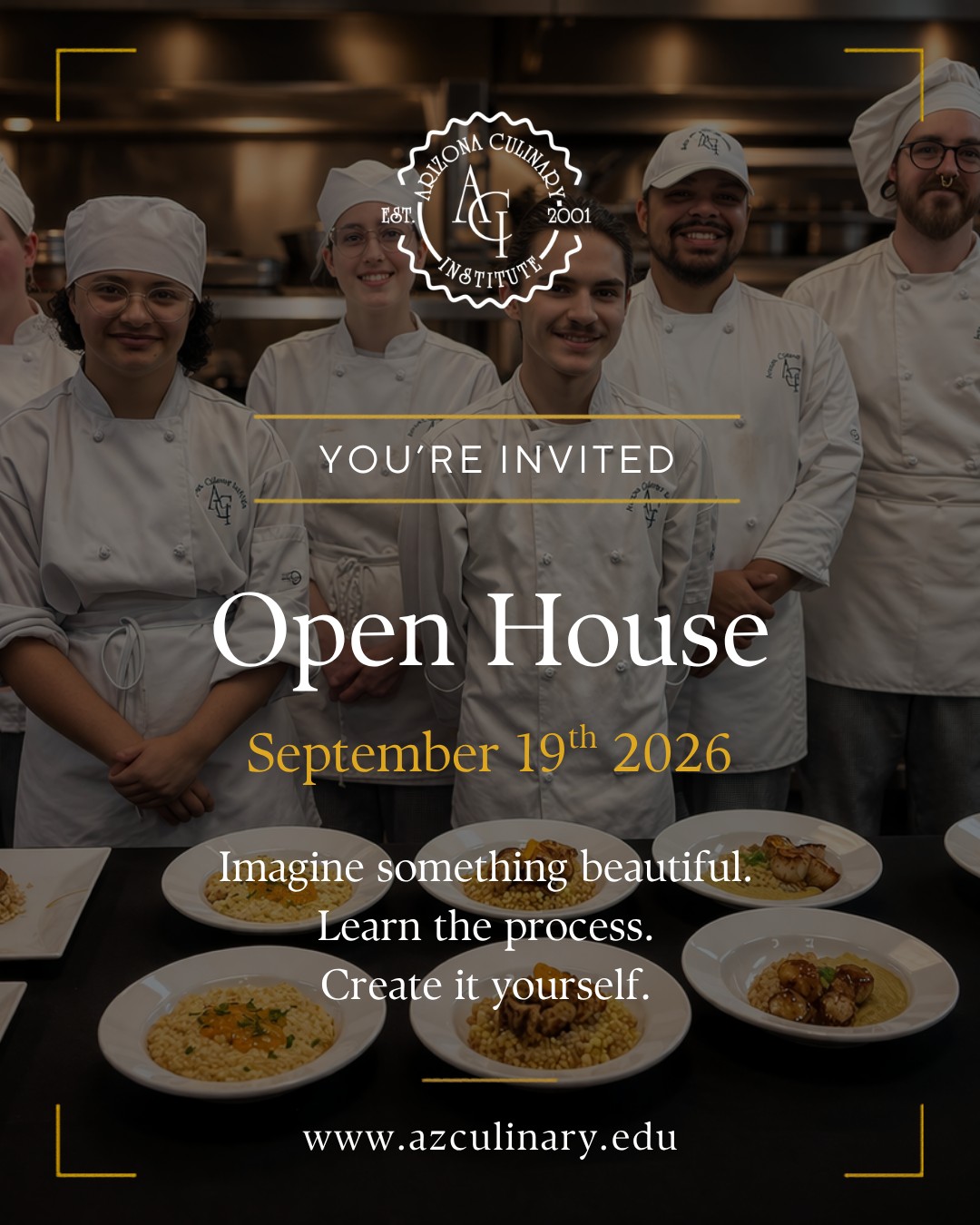 This Saturday&mdash;come experience Arizona Culinary Institute for yourself!

Tour our professional kitchens, meet our chef-instructors and students, and discover what hands-on culinary training at ACI is really like.

📅 Saturday, September 19
📍 Scottsdale, Arizona

Don&rsquo;t miss your chance to explore ACI. Register for our Open House today!

#ArizonaCulinaryInstitute #CulinarySchool #OpenHouse #FutureChef #ScottsdaleAZ