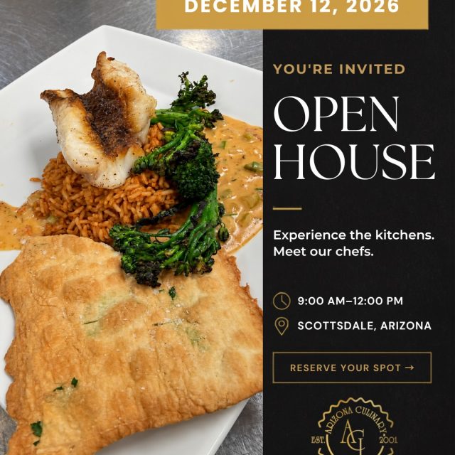 Love what&rsquo;s on the plate? Come see what happens in the kitchen. 👨&zwj;🍳

Join us Saturday, December 12, for Arizona Culinary Institute&rsquo;s Open House in Scottsdale. Meet our chefs, explore our kitchens, and ask your questions about culinary school.

Save the date and reserve your spot:
https://azculinary.edu/news/open-house/

#ArizonaCulinaryInstitute #ACIOpenHouse #CulinarySchool #Scottsdale #FutureChef