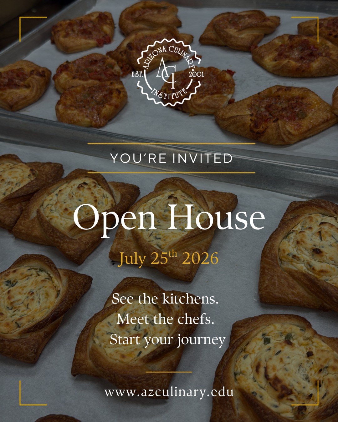 🚨 OPEN HOUSE — JULY 25TH 🚨

If you’ve been thinking about culinary school… this is your sign.

Come experience Arizona Culinary Institute and see what it’s like to train in a real professional kitchen environment. Whether you dream of becoming a chef, baker, pastry artist, or restaurant entrepreneur — your journey can start NOW.

✅ Campus Tours
✅ Meet Chef Instructors
✅ Financial Aid Information
✅ Hands-On Career Training
✅ Fast-Track Programs

🔥 The next program start date is July 6th, 2026.

Can’t attend the Open House? No problem — you can schedule a campus tour anytime and meet with our admissions team one-on-one.

📍 Arizona Culinary Institute
📅 Open House — July 25th

#OpenHouse #ArizonaCulinaryInstitute #CulinaryTraining #ChefSchool #PastryArts #PhoenixArizona #CulinaryStudent #LearnToCook #FoodIndustry #ChefCareer #BakeryLife #CookingSchool #CareerTraining #TradeCareer #HospitalityIndustry